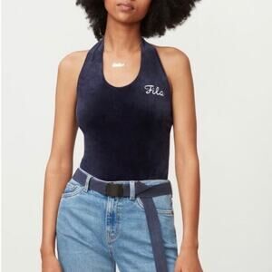 NEW! Fila Philomena Velour tieneck halter bodysuit